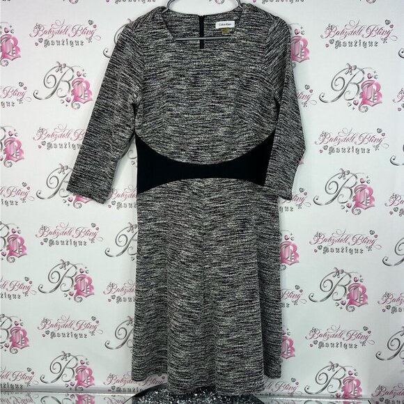 Calvin Klein Dresses & Skirts - Calvin Klein dress long sleeve black white knit Monochrome Knit Dress